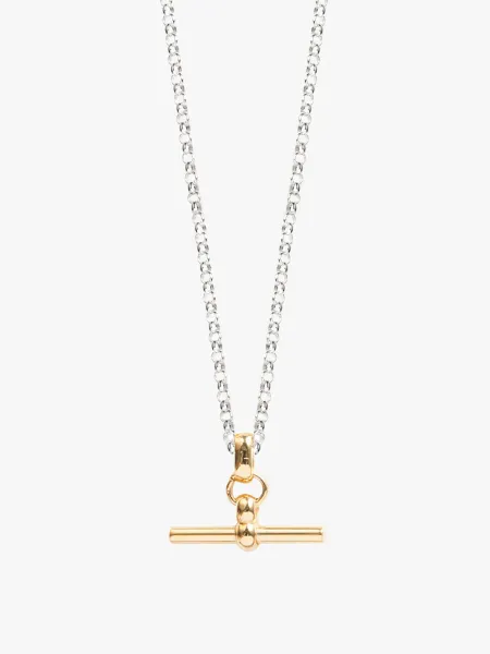 Tilly Sveaas Two Tone T-Bar on Belcher Chain 18kt gold