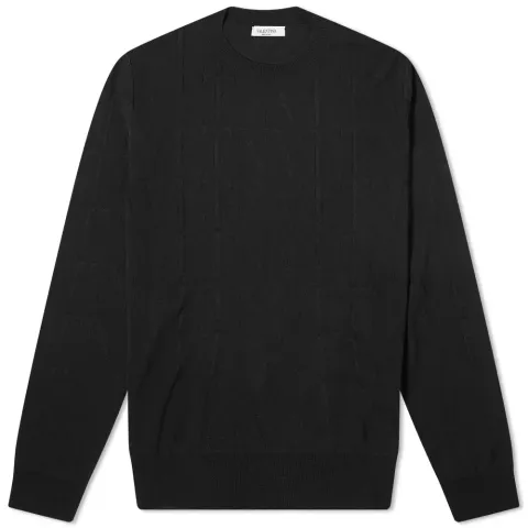 VLTN All Over Tonal Embroidery Crew Knit
