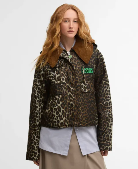 x GANNI Leopard Print Waxed Anorak