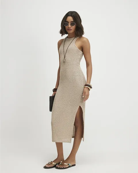 River Island Sequin Crochet Midi Dress