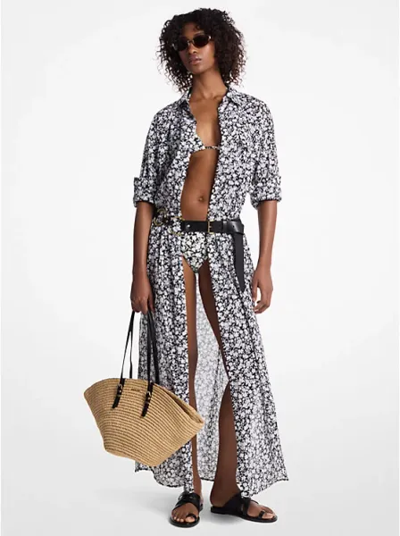Floral Print Cotton Lawn Shirtdress