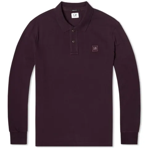 Long Sleeve Garment Dyed Cotton Pique Logo Polo