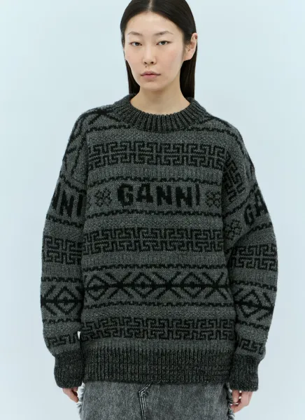 Logo Jacquard Wool Sweater