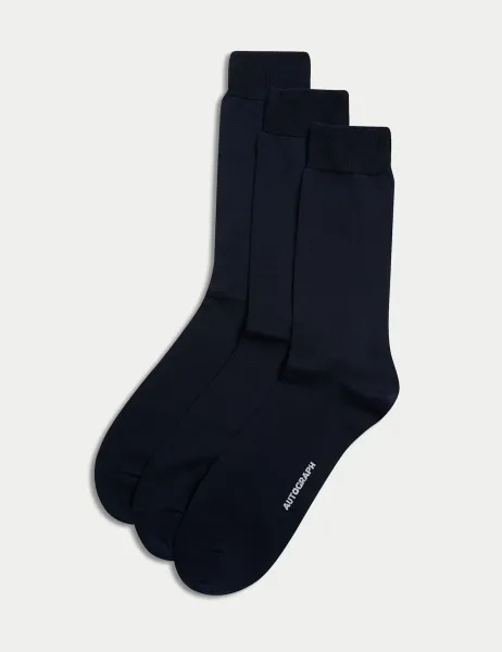 Autograph 3 Pack Egyptian Cotton Rich Socks Dark Navy