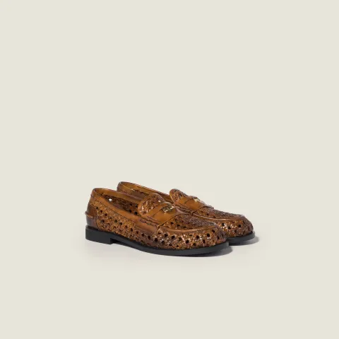 Woven leather loafers