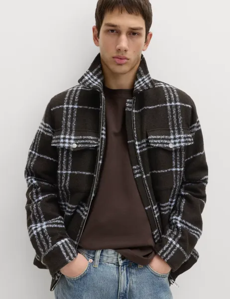 Marks & Spencer Checked Shacket Dark Brown