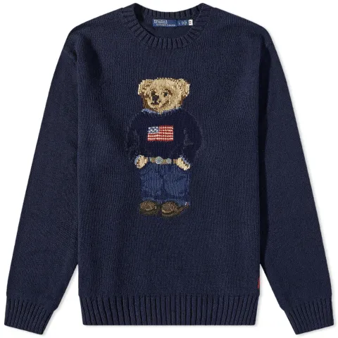 Flag Bear Intarsia Crew Knit