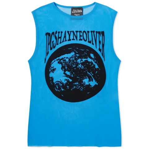 Mesh Tank Top Flocked "Earth"