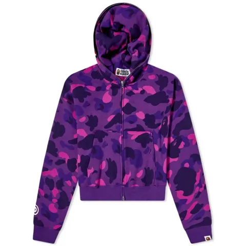 Colour Camo Cropped Shark Full Zip Hoodie