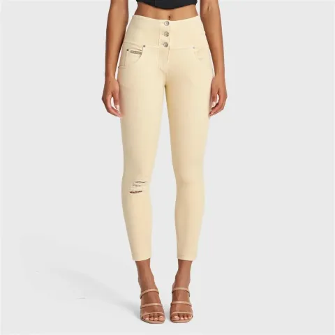 Freddy WRUP SNUG Distressed Jeans - High Waisted - 7/8 Length - Beige