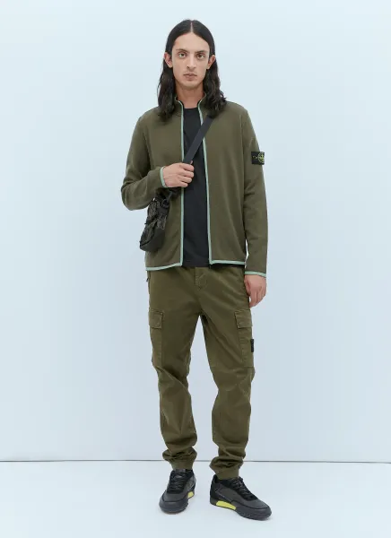 Zip-Up Compass Patch Knit Sweater