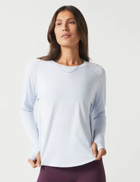 Lilybod Clare Vintage Washed Slub Long Sleeve Top Light Blue