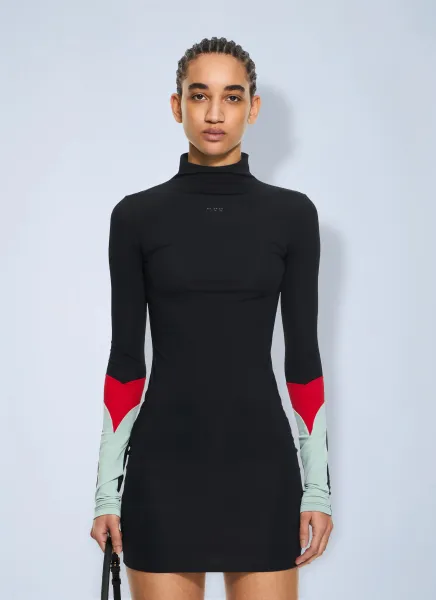 Off-White Lycra Collar Insert Mini Dress