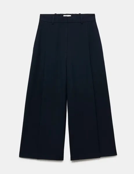 Marks & Spencer Woven Pleated Wide Leg Culottes Dark Navy