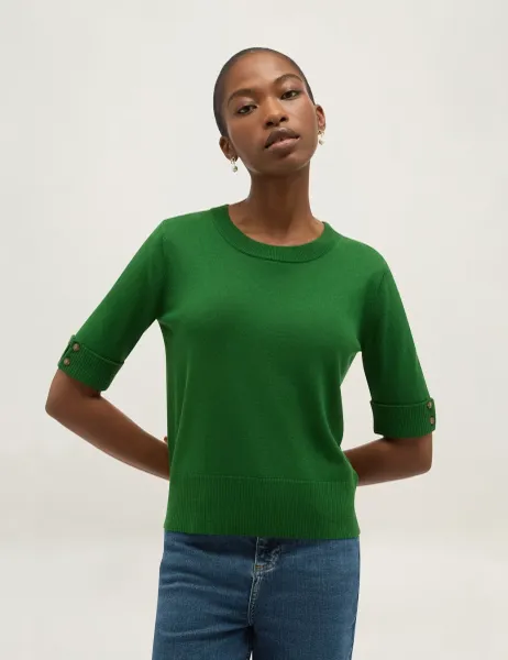 Hobbs Textured Knitted Top with Wool Green