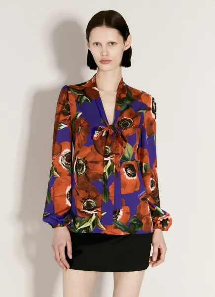 Anemone Print Charmeuse Shirt