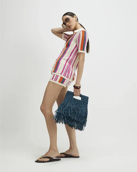 River Island Striped Crochet Shorts