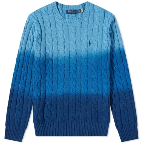 Tie Dye Cotton Cable Crew Knit