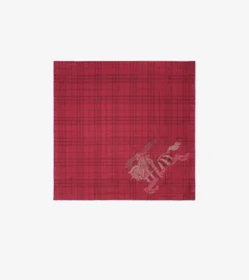 Crystal Knight Check Silk Scarf in Ripple red