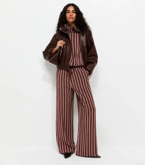 Women's Burgundy Striped Funnel Neck Shirt