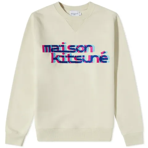 Maison Kitsuné Neon Line Typo Embroidery Crew Sweat