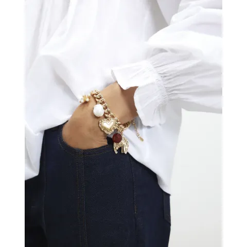 River Island Heart And Pearl Charm Bracelet