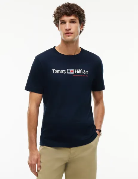 Tommy Hilfiger Brand Love Pure Cotton Graphic T-Shirt Navy