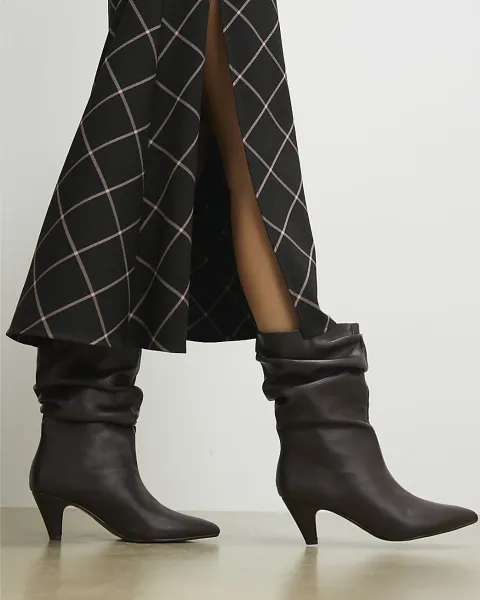 River Island Faux Leather Slouch Ankle Boots