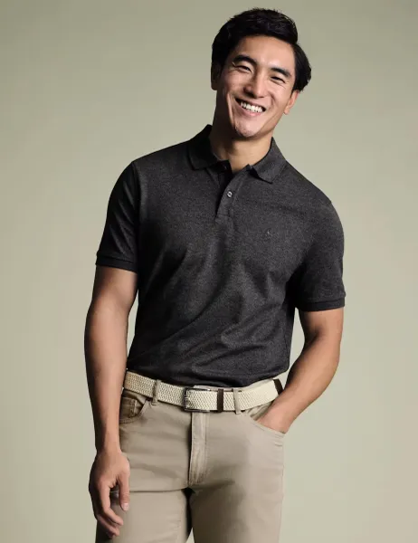 Charles Tyrwhitt Cotton Rich Pique Polo Shirt Dark Grey