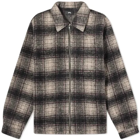 Wool Plaid Zip Shirt