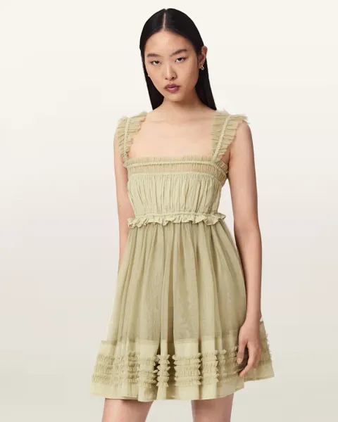 Angela Gathered Frill Mini Dress