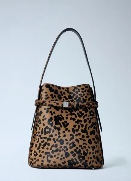 Belted Pony-Hair Bucket Bag