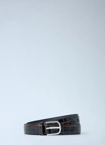 Slim Croco-Embossed Belt