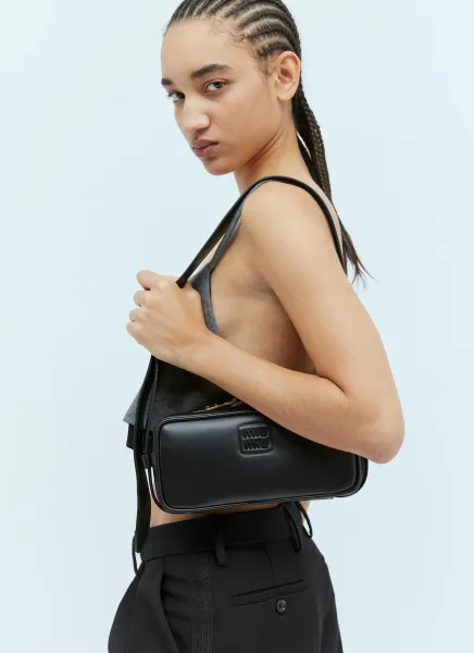 Logo Plaque Leather Shoulder Bag