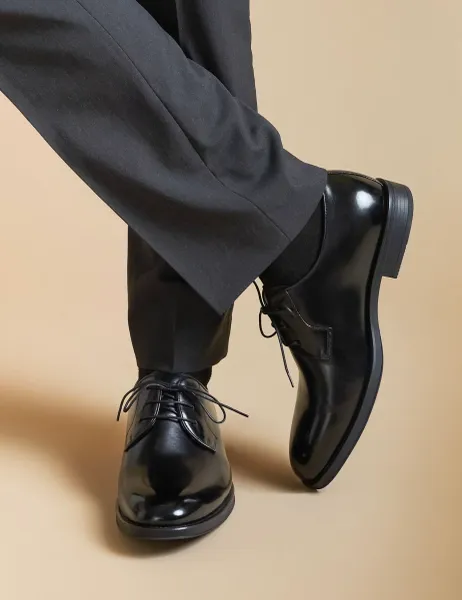Jones Bootmaker Wide Fit Leather Derby Shoes Black