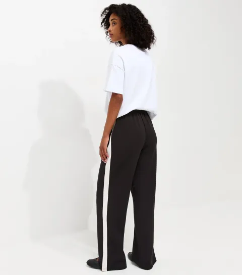 Women's Premium Black Side Stripe Wide Leg Trousers