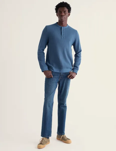 Seasalt Cornwall Pure Cotton Textured Crew Neck Top Light Blue