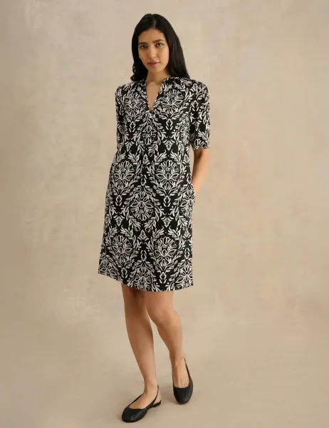 Hobbs Printed Knee Length Shift Dress Black Mix