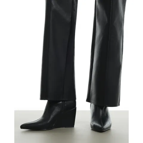 River Island Faux Leather Stretch Wedge Ankle Boots