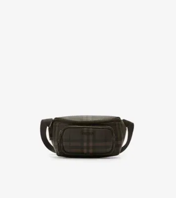 City Check Belt Bag in Dark brown