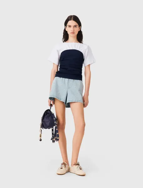 Pleated jersey top