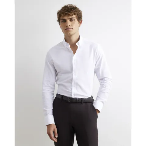 River Island Muscle Fit Textured Long Sleeve Shirt