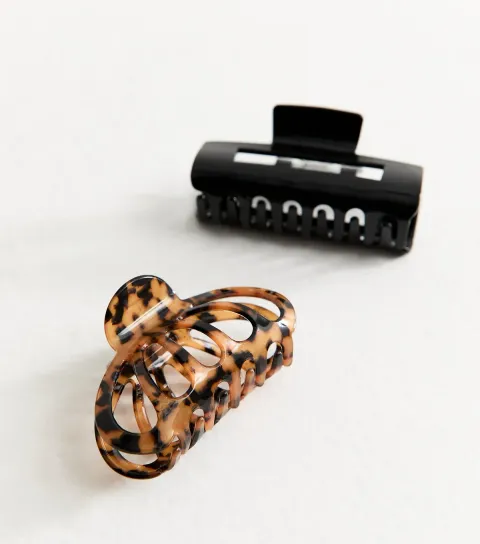 Pack of 2 Black and Tortoiseshell Hair Claw Clips