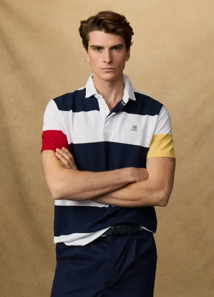 Classic Fit Short Sleeve Stripe Rugby Shirt
