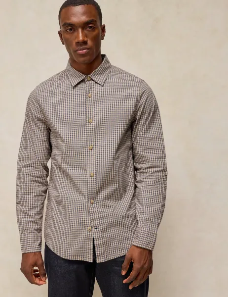 White Stuff Checked Slim Fit Oxford Shirt Natural Mix