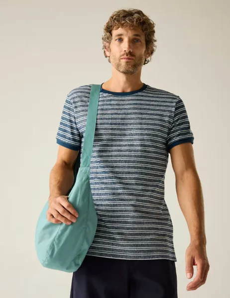 Regatta Benlin Pure Cotton Striped T-Shirt Blue