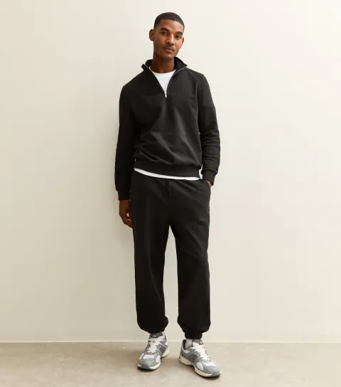 Men's Black Oversized Cuffed Ankle Joggers