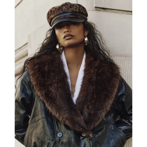 River Island Leopard Baker Boy Hat