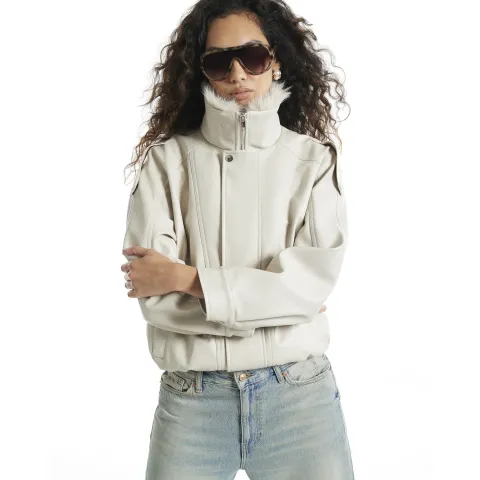 River Island Faux Fur Faux Leather Bomber Jacket