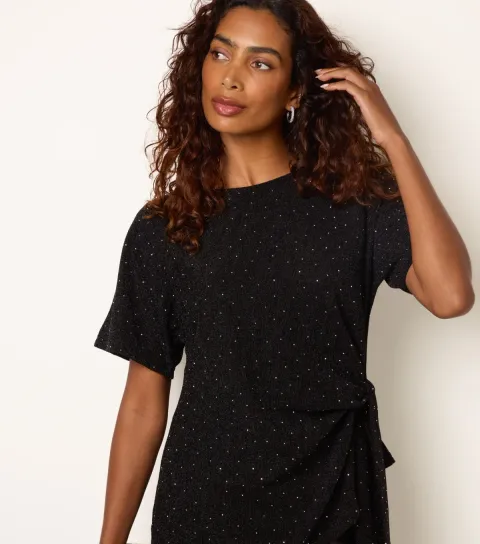Blue Vanilla Women's Black Embellished Jacquard Side Tide Top